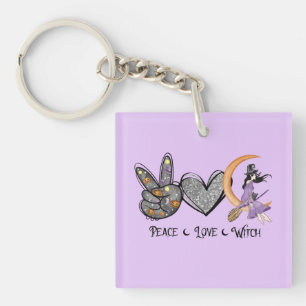 Porte-clefs Paix, Amour, Sorcière