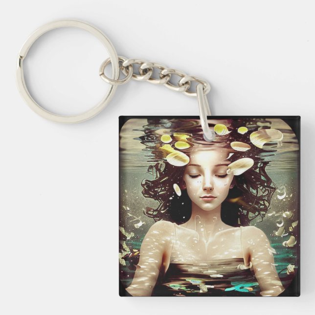 Porte-clefs Paix Intérieure, Femme Sous L'Eau | AI Artwork (Devant)