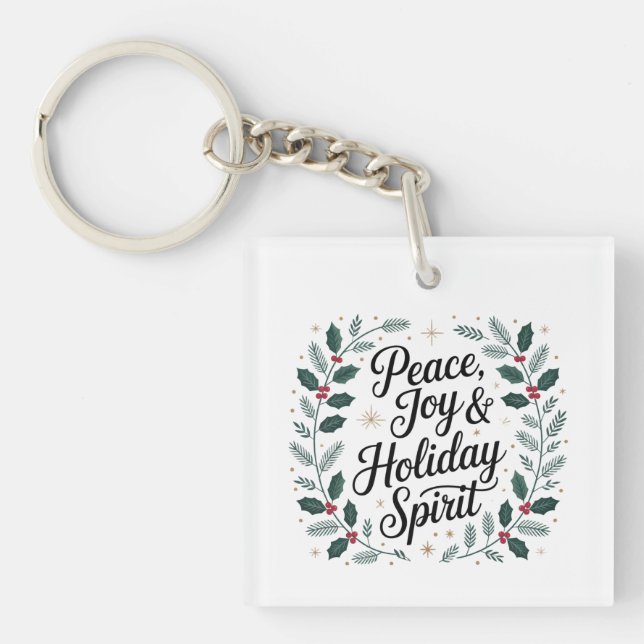 Porte-clefs Paix, Joie et Esprit de Fêtes (Devant)