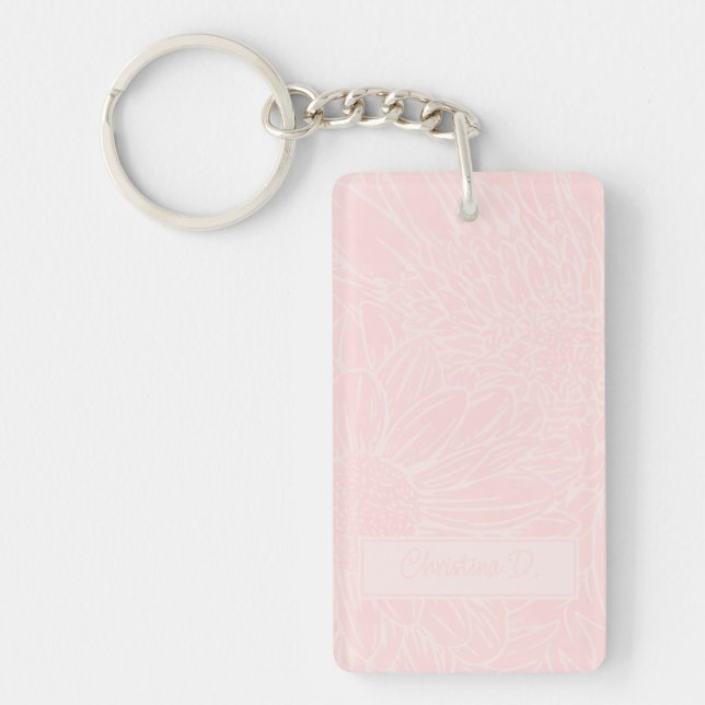 Porte-clefs Pale Pink on Pink Chrysanthemums with Name Photo  (Devant)