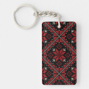 Porte-clefs Palestine Broderie Tatreez Motif12 crm-rouge
