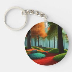 Porte-clefs Palette Arboréale Enchantée : Une Forêt Captivante