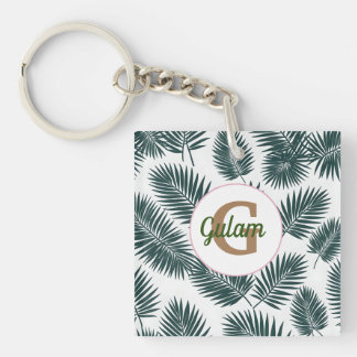 Porte-clefs Palm feuille motif nom personnalisé et initiale