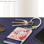 Porte-clefs Palme tropicale | Bienvenue | Location vacances<br><div class="desc">Modèle porte - clé dispose d'un élégant motif en feuille de palme tropical, conçu comme un modèle avec un texte personnalisé et montré avec "bienvenue" dans la typographie moderne. Un élégant porte - clé moderne à motifs tropicaux pour accueillir vos invités dans votre maison de plage, location de vacances ou...</div>