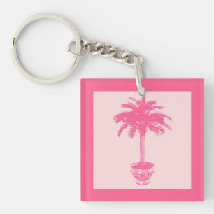 Porte-clefs Palmier en pot - nuances de rose corail