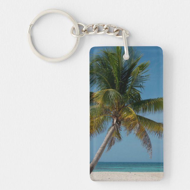 Porte-clefs Palmier et plage de sable blanc  2 (Devant)