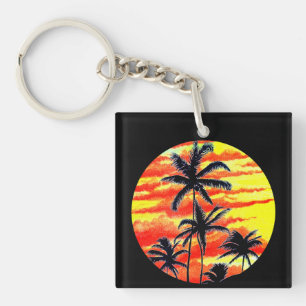Porte-clefs Palmiers de Coco-Coques Couchés De Soleil Hawaïen