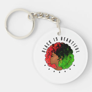 Porte-clefs Pan Africaine noire femme rouge vert orgueil afro
