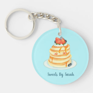 Porte-clefs Pancakes Fluffeux Au Sirop D'Érable, Fruits Et Crè