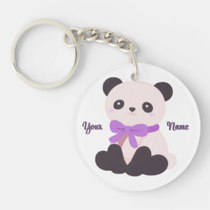 Porte-clefs Panda Arc-en-ciel Nœud Personnalisé Nom