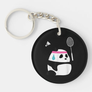 Porte-clefs Panda de badminton épuisé drôle mignon