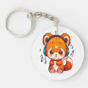 Porte-clefs Panda écoutant de la musique Kpop