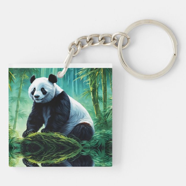 Porte-clefs Panda géant dans la forêt de Bamboo (Dos)