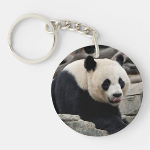 Porte-clefs Panda géant sur des roches
