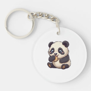 Porte-clefs Panda mange un biscuit