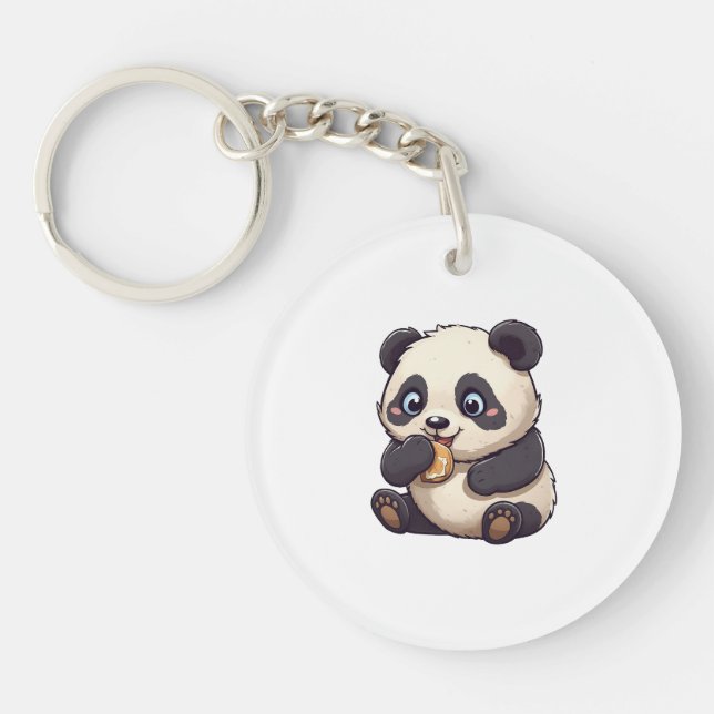 Porte-clefs Panda mange un biscuit (Devant)