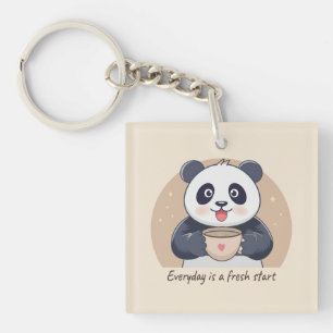 Porte-clefs Panda Mignon avec Café