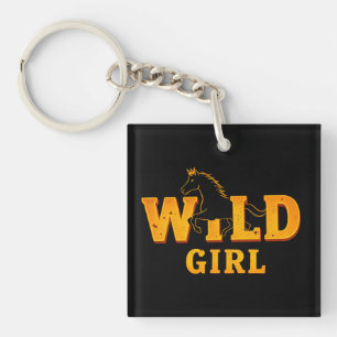 Porte-clefs Panneau Cheval et 'Jeune Fille Sauvage'