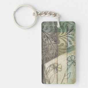 Porte-clefs Panneau de jardin avec le feuille, les fleurs, et