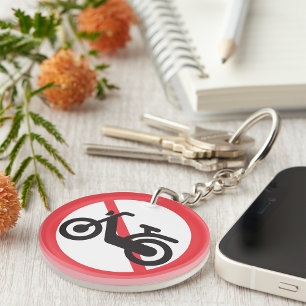 Porte-clefs Panneau de signalisation "Interdiction aux motos"