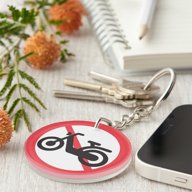 Porte-clefs Panneau de signalisation "Interdiction aux motos" (Créateur téléchargé)