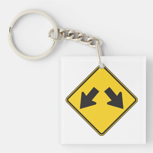 Porte-clefs Panneau de signalisation routière avec deux flèche (Devant)
