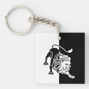 Porte-clefs Panneau Leo Zodiac, Porte - clé noir et blanc