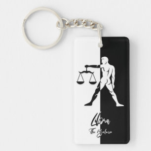 Porte-clefs Panneau Libra Zodiac, Porte - clé noir et blanc