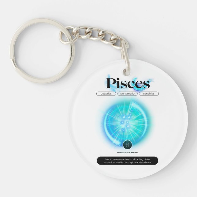 Porte-clefs Panneau moderne Zodiac Poissons Citation Élément d (Devant)