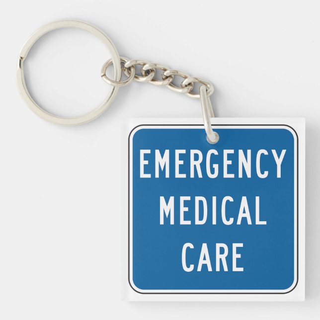 Porte-clefs Panneau routier de soins médicaux d'urgence (Devant)