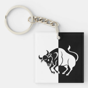 Porte-clefs Panneau Taurus Zodiac, Porte - clé noir et blanc
