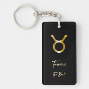 Porte-clefs Panneau Taurus Zodiac, Porte - clé noir et or