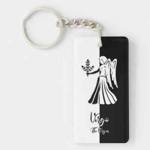 Porte-clefs Panneau Virgo Zodiac, Porte - clé noir et blanc