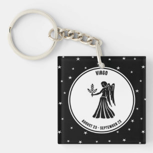 Porte-clefs Panneau Virgo Zodiac, Porte - clé noir et blanc