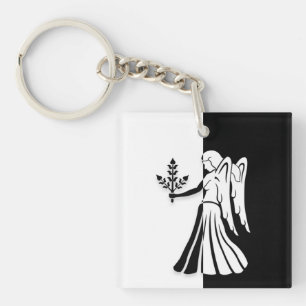 Porte-clefs Panneau Virgo Zodiac, Porte - clé noir et blanc