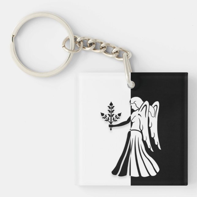 Porte-clefs Panneau Virgo Zodiac, Porte - clé noir et blanc (Devant)