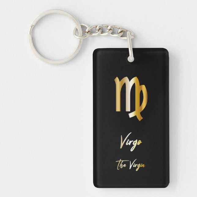 Porte-clefs Panneau Virgo Zodiac, Porte - clé noir et or (Devant)