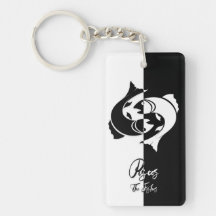 Panneau Zodiac Pisces, Porte - clé noir et blanc