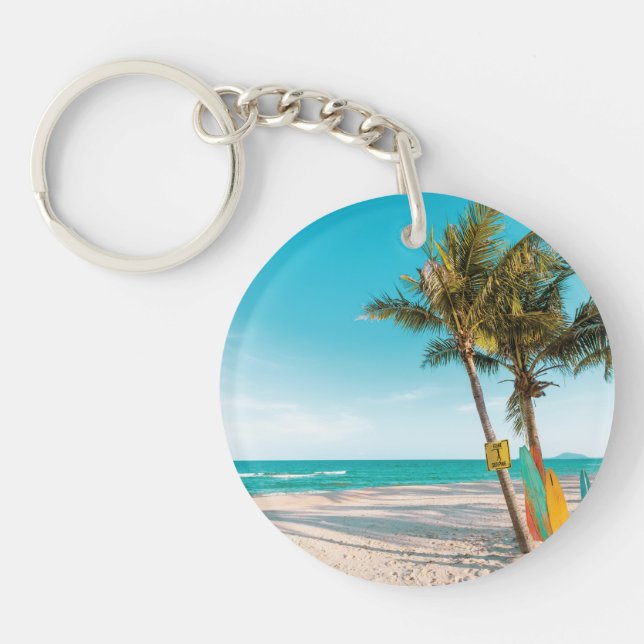 Porte-clefs Panneaux de surf sur la plage lancer oreiller (Devant)
