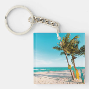 Porte-clefs Panneaux de surf sur la plage lancer oreiller