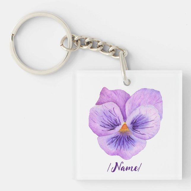 Porte-clefs Pansies Fleurs de naissance Cadeau de vacances (Devant)