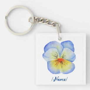 Porte-clefs Pansies Fleurs de naissance Viola cadeau de vacanc