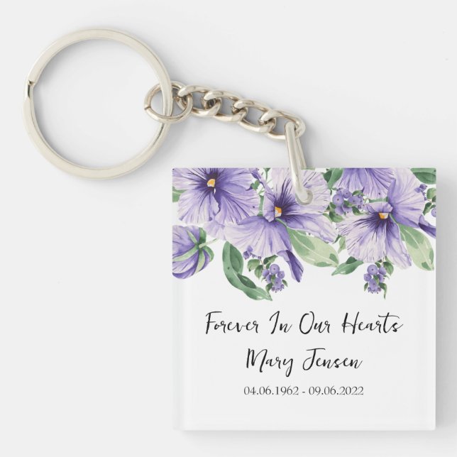 Porte-clefs Pansy Memorial Funeral Photo Keychain (Devant)