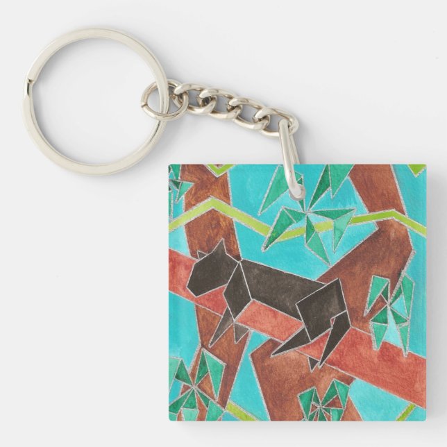 Porte-clefs Panthère de la jungle Art abstrait original (Devant)