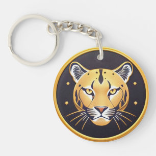 Porte-clefs Panthère noire avec détails artistiques complexes