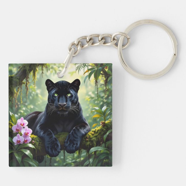 Porte-clefs Panthère noire dans la jungle (Dos)
