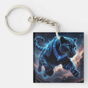 Porte-clefs Panthère noire mystique aux motifs lumineux