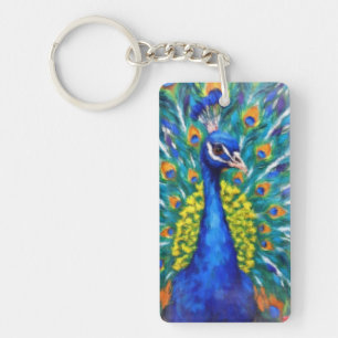 Porte-clefs Paon vibrant