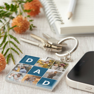 Porte-clefs Papa 7 Grille photo multiple, cadeau Memento Keeps