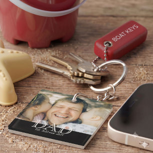 Porte-clefs Papa a établi une photo de texte gras moderne